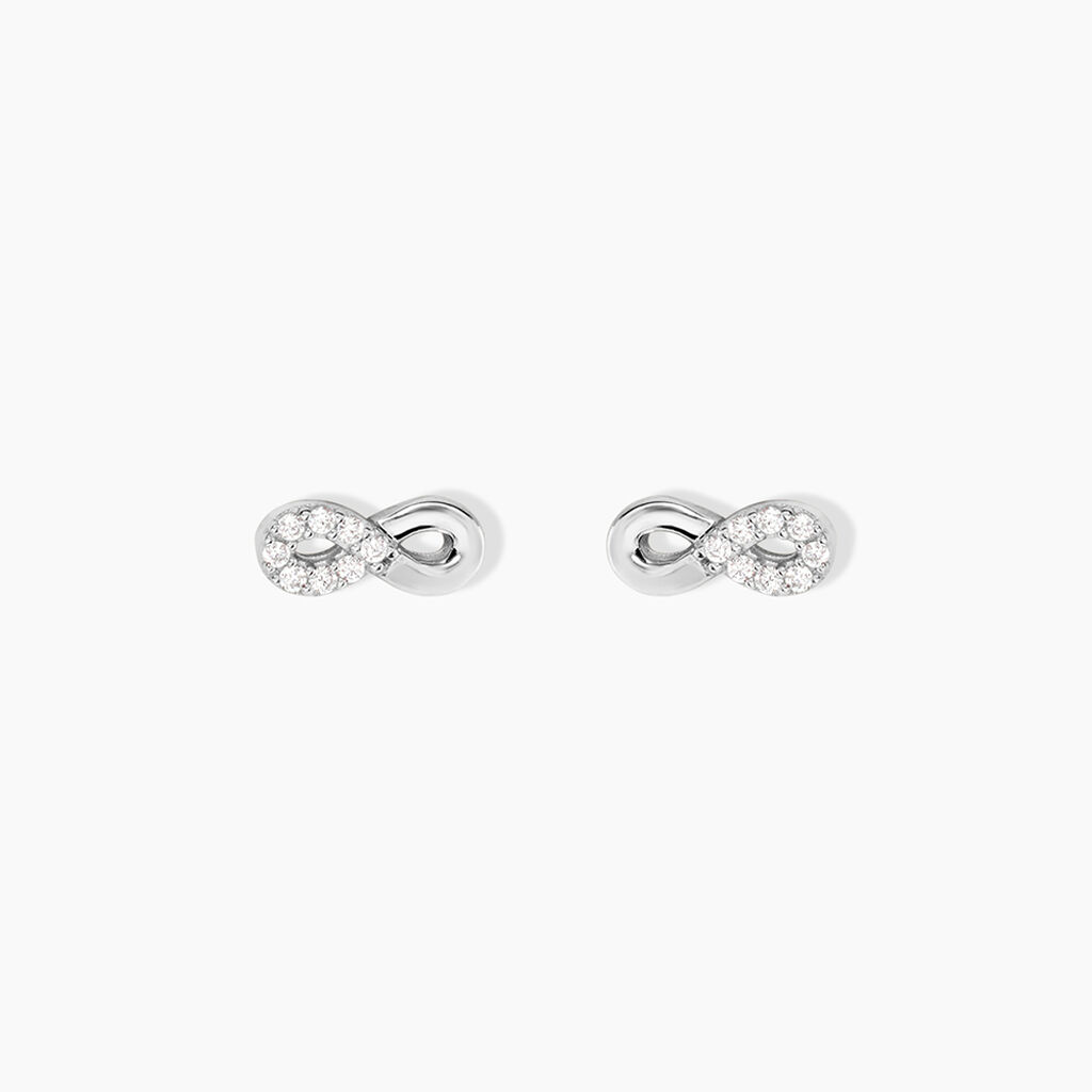 Boucles D'Oreilles Puces Kara Argent Blanc Oxyde De Zirconium - Puces Femme | Marc Orian