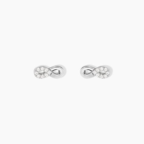 Boucles D'Oreilles Puces Kara Argent Blanc Oxyde De Zirconium - Puces Femme | Marc Orian