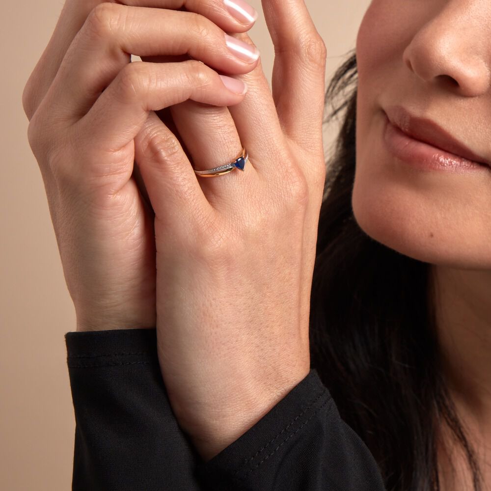 Bague Skylar Or Bicolore Saphir Diamant - Solitaires Femme | Marc Orian