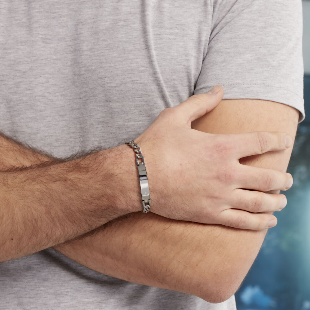 Bracelet Hugo Acier Blanc - Gourmettes Homme | Marc Orian