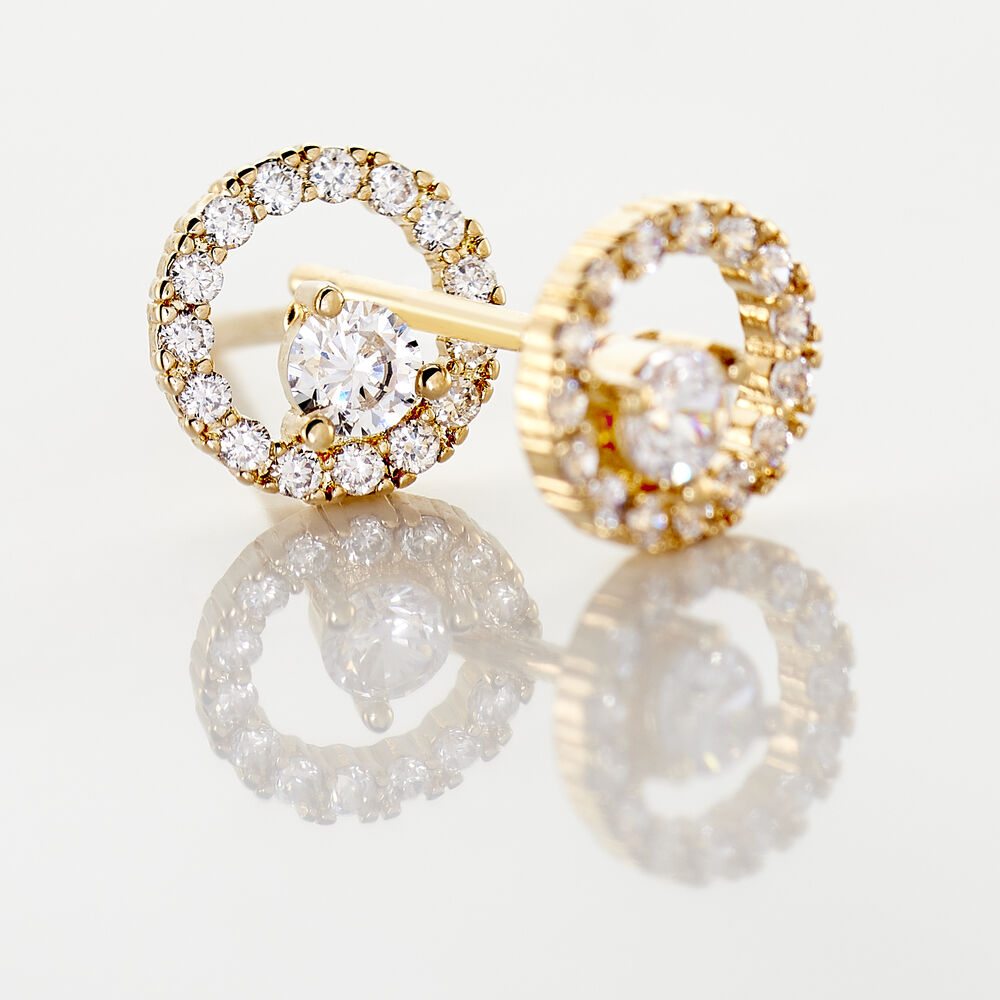 Boucles D'oreilles Puces Lila Plaqué Or Jaune Oxyde De Zirconium - Puces Femme | Marc Orian