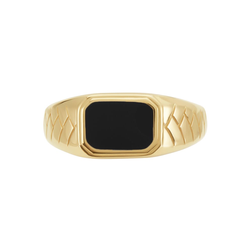 Chevalière Plaqué Or Jaune Steven Email Noir - Chevalières Homme | Marc Orian