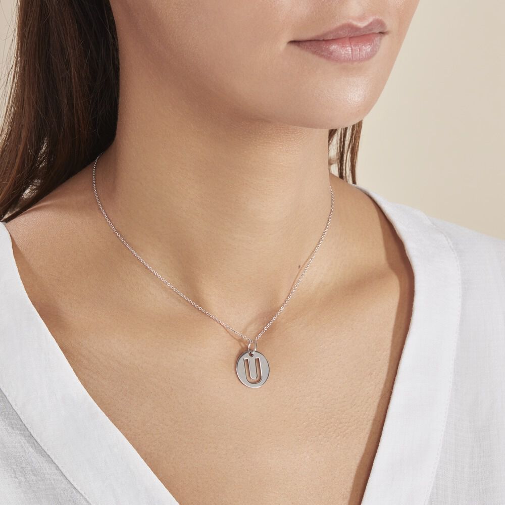 Pendentif Elio U Argent Blanc - Pendentifs Famille | Marc Orian