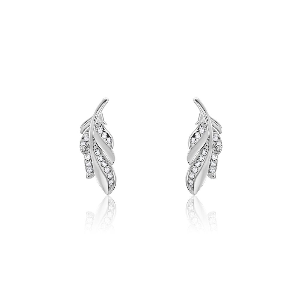 Boucles D'oreilles Puces Isae Argent Blanc Oxyde De Zirconium - Puces Femme | Marc Orian