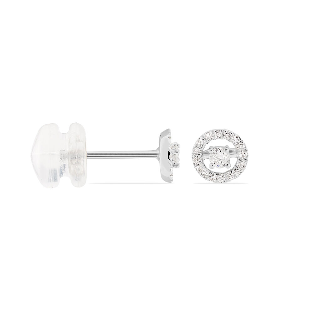Boucles D'oreilles Puces Domitia Or Blanc Diamant - Puces Femme | Marc Orian