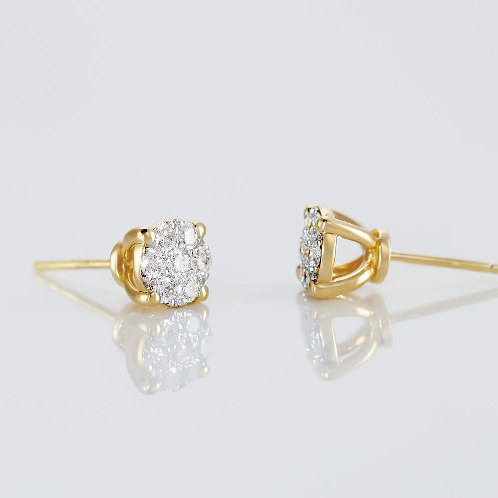 Boucles D'oreilles Puces Charlene Or Jaune Diamant Synthetique - Puces Femme | Marc Orian