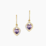 Boucles D'oreilles Pendantes Rosaline Or Jaune Amethyste Et Oxyde - Pendantes Femme | Marc Orian