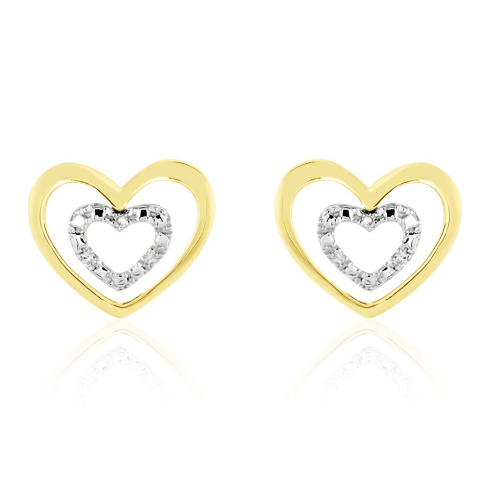 Boucles D'oreilles Puces Or Jaune Juliame Diamants - Puces Femme | Marc Orian