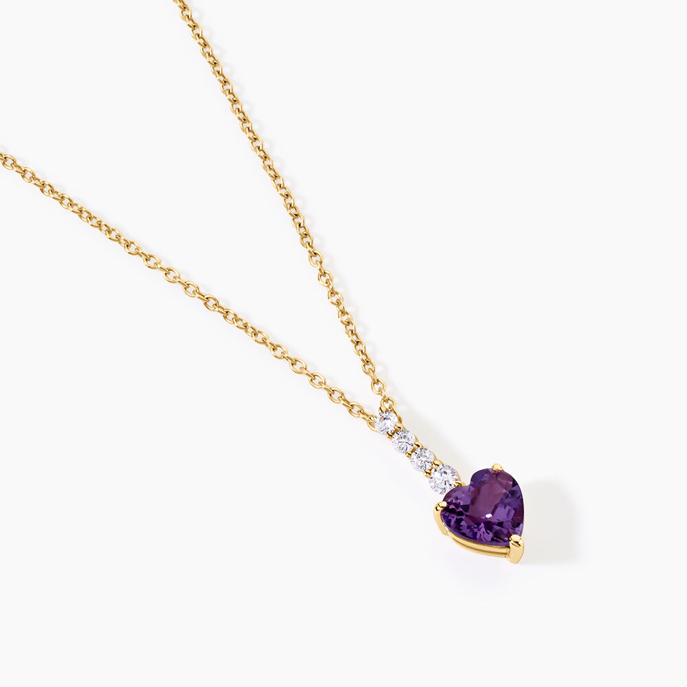 Collier Fany Argent Dor&eacute; A L'Or 750/1000 Am&eacute;thyste Oxyde De Zirconium - Colliers avec pierres Femme | Marc Orian