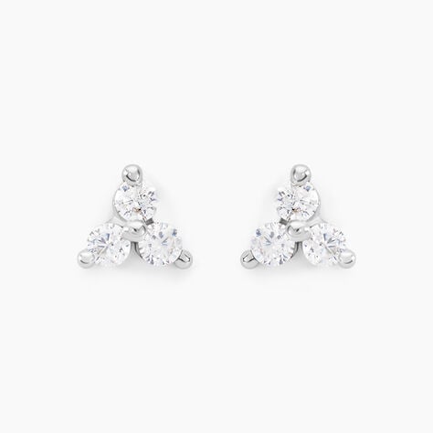 Boucles D'oreilles Puces Cassy Fleur Or Blanc Oxyde De Zirconium - Puces Femme | Marc Orian