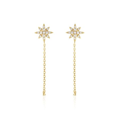 Boucles D'oreilles Pendantes Kettil Or Jaune Oxyde De Zirconium - Boucles d'oreilles Pendantes Femme | Marc Orian