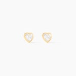 Boucles D'oreilles Puces Dot Coeur Plein Or Jaune Oxyde De Zirconium - Puces Femme | Marc Orian