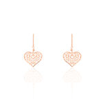 Boucles D'oreilles Pendantes Albizia Coeur Dentelle Or Rose - Pendantes Femme | Marc Orian