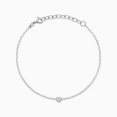Bracelet Mini Heart Argent Blanc Oxyde De Zirconium - Bracelets fantaisie Femme | Marc Orian