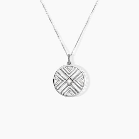 Collier Tribal Argent Blanc Oxyde De Zirconium - Colliers avec pierres Femme | Marc Orian