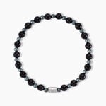 Bracelet Younes Acier Argent&eacute; Agate H&eacute;matite - Bracelets cordons Homme | Marc Orian