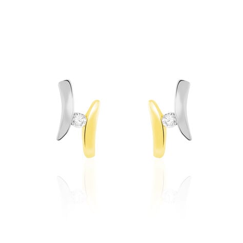 Boucles D'oreilles Pendantes Ascagne Or Bicolore Oxyde De Zirconium - Pendantes Femme | Marc Orian