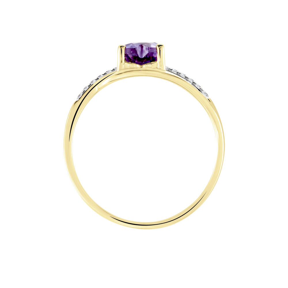 Bague Silucia Or Jaune Amethyste Et Oxyde De Zirconium - Bagues pierres fines Femme | Marc Orian