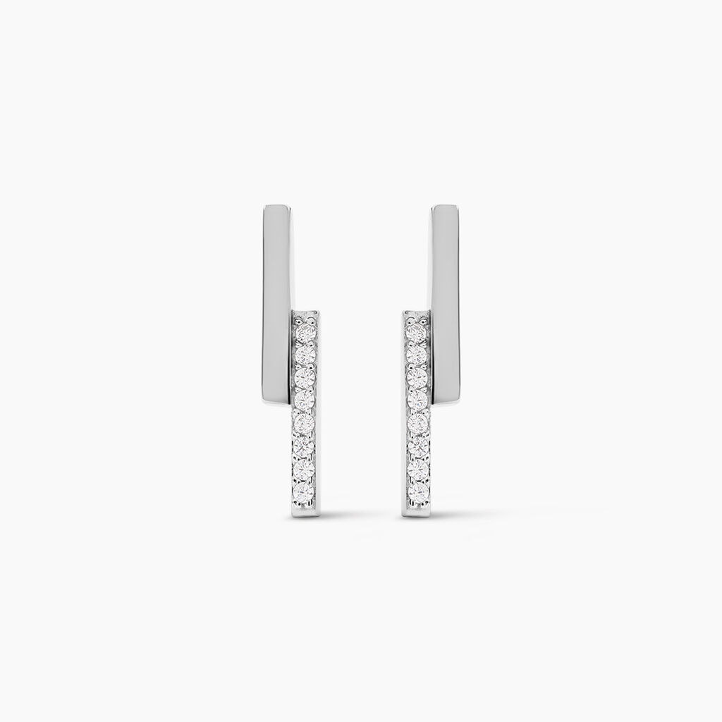 Boucles D'oreilles Puces Kolyane Argent Blanc Oxyde De Zirconium - Puces Femme | Marc Orian