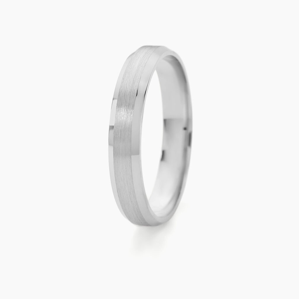 Alliance Ruban Mat Et Billant Biseautee Palladium Blanc - Alliances duo Homme | Marc Orian