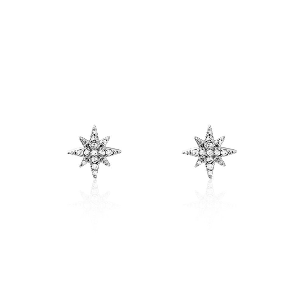 Boucles D'oreilles Puces Columba Argent Blanc Oxyde De Zirconium - Puces Femme | Marc Orian