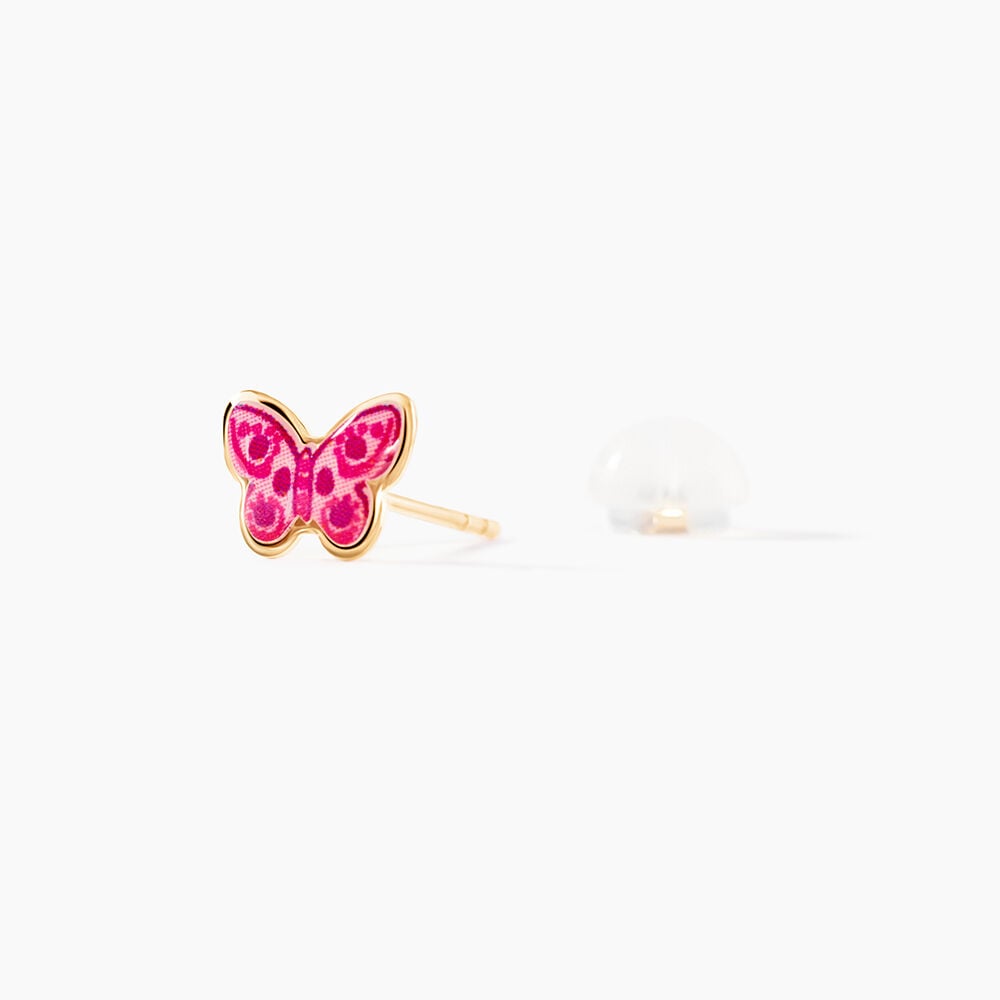Boucles D'oreilles Puces Sulivia Papillon Or Jaune - Puces Enfant | Marc Orian