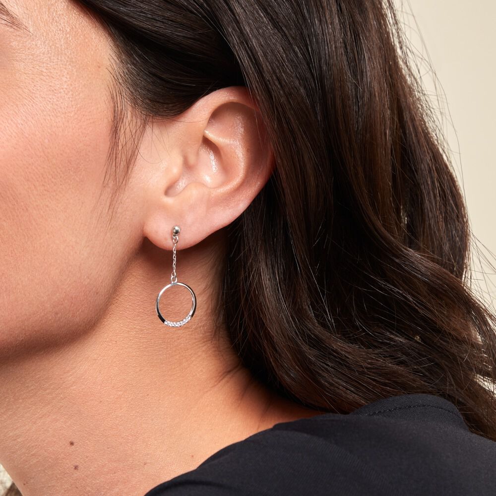 Boucles D'oreilles Pendantes Amma Argent Blanc Oxyde De Zirconium - Pendantes Femme | Marc Orian