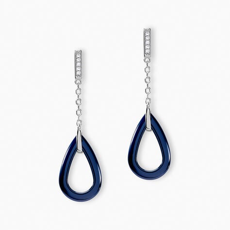 Boucles D'oreilles Pendantes Peer Argent Blanc Oxyde De Zirconium - Pendantes Femme | Marc Orian