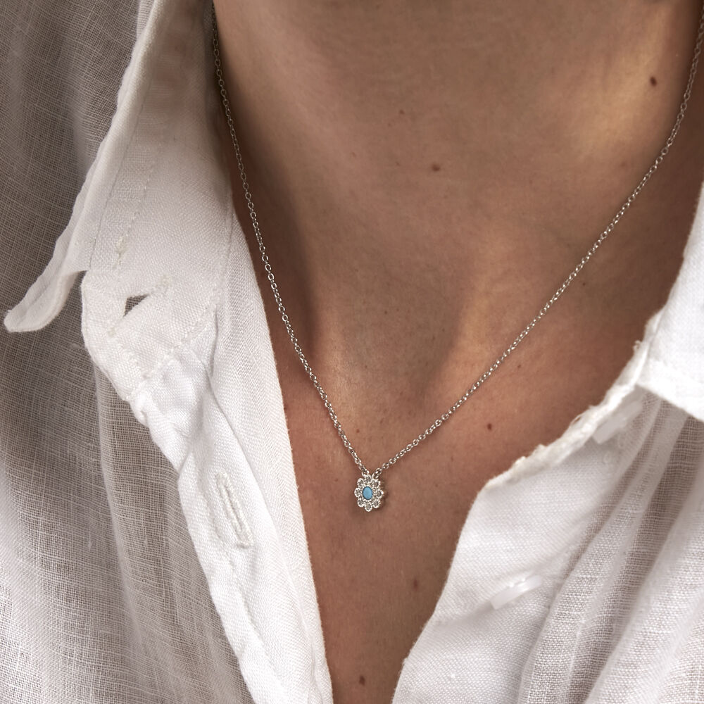 Collier Aurel Argent Blanc Turquoise Oxyde De Zirconium - Colliers avec pierres Femme | Marc Orian