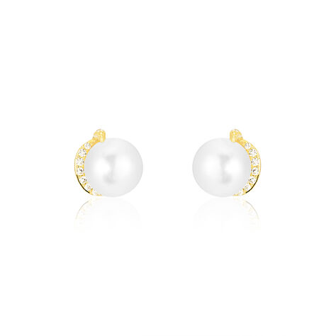 Boucles D'oreilles Puces Lucinda Or Jaune Perle De Culture - Clous d'oreilles Femme | Marc Orian