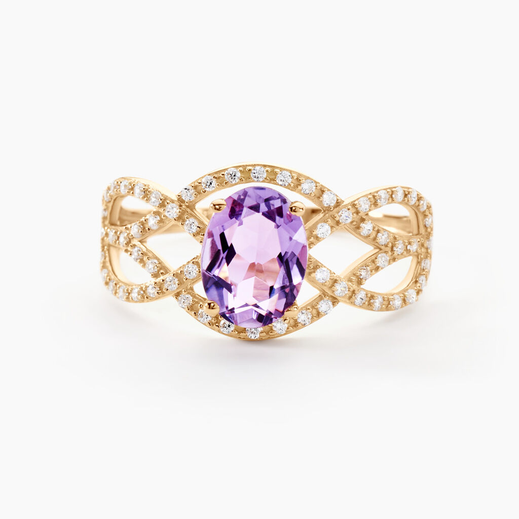 Bague Tina Or Jaune Amethyste Et Oxyde De Zirconium - Bagues pierres fines Femme | Marc Orian