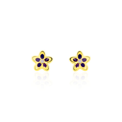 Boucles D'oreilles Puces Fleur Email Or Jaune - Clous d'oreilles Enfant | Marc Orian