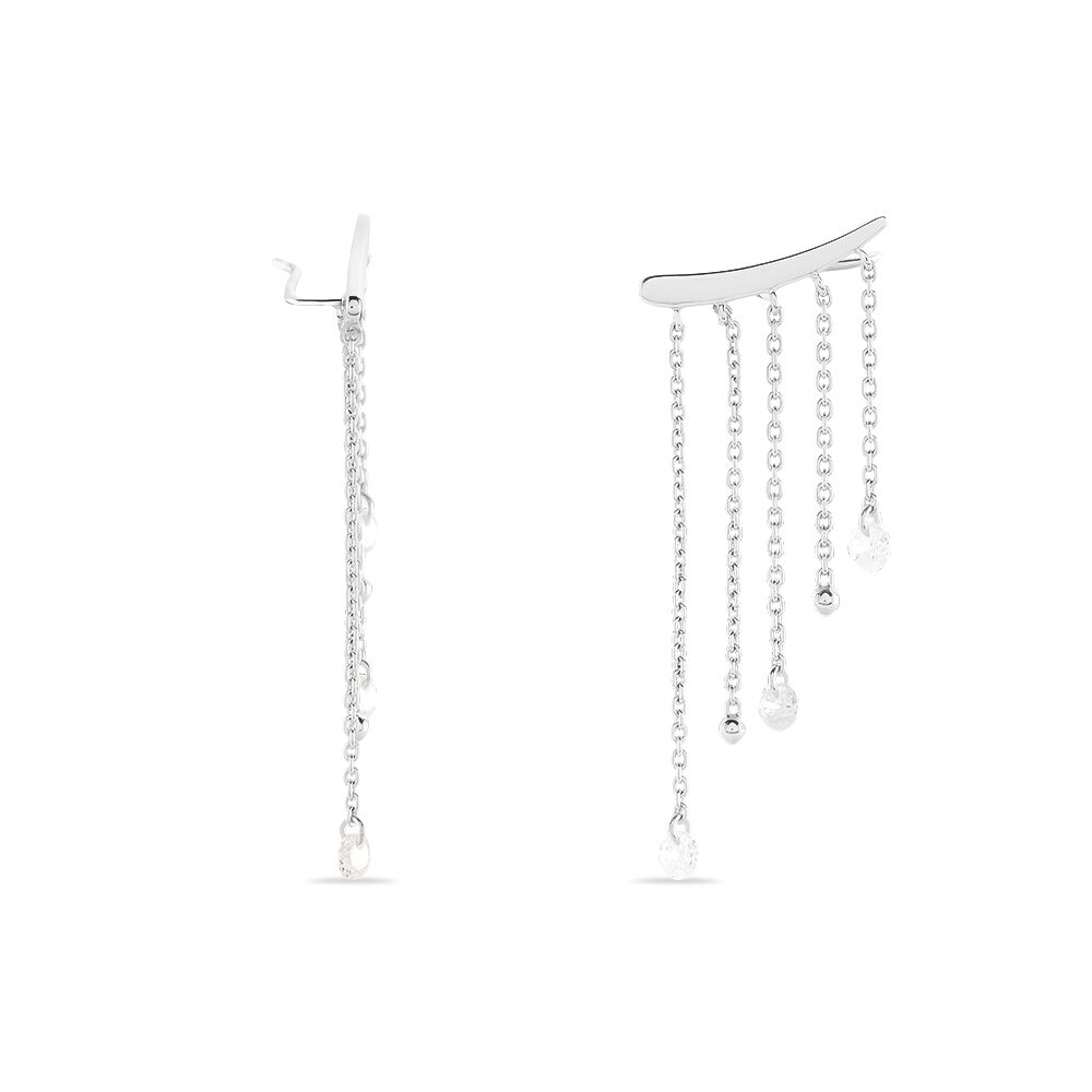 Boucles D'oreilles Pendantes Cainan Argent Blanc Oxyde De Zirconium - Pendantes Femme | Marc Orian