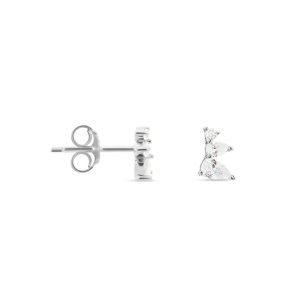 Boucles D'oreilles Puces Anya Argent Blanc Oxyde De Zirconium - Puces Femme | Marc Orian