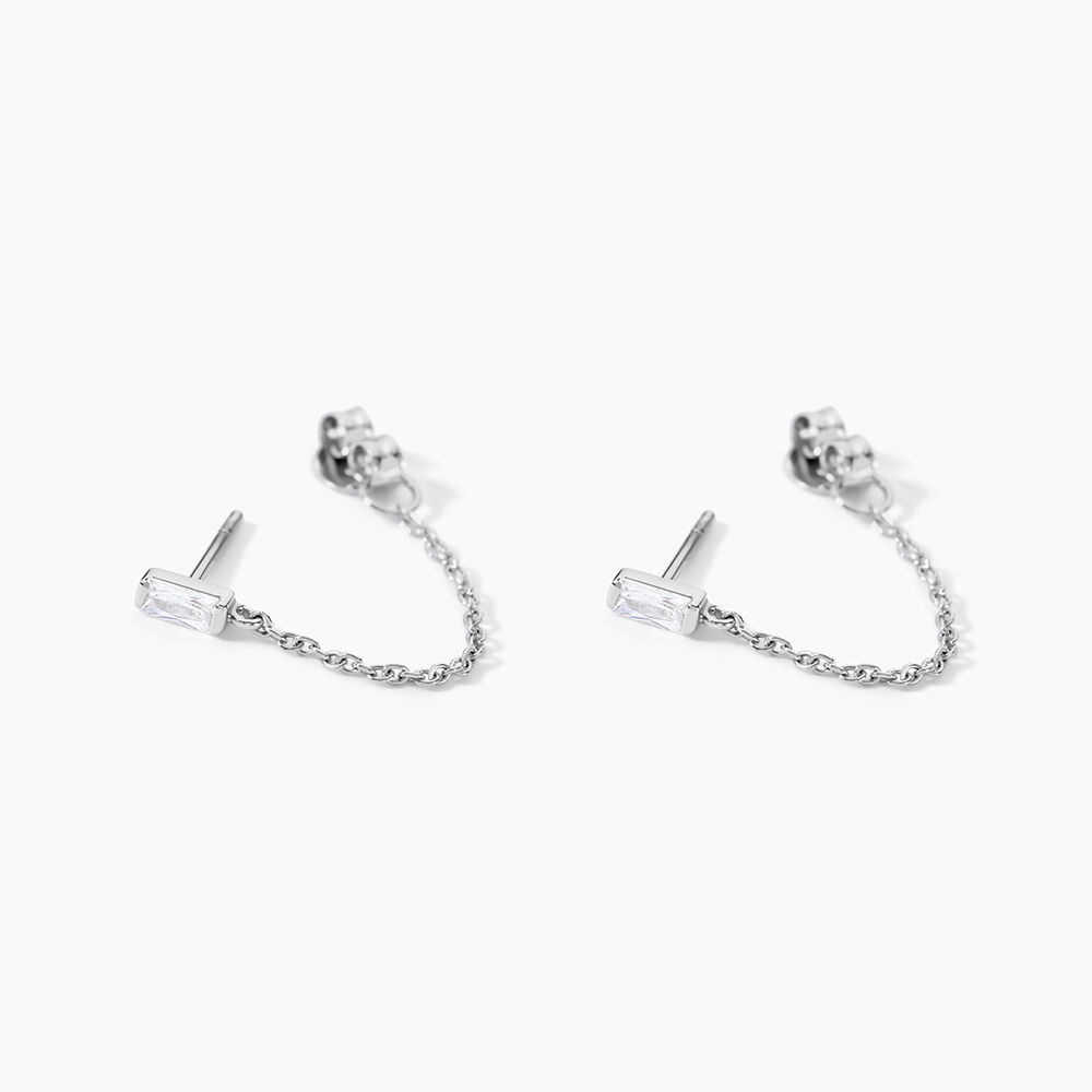 Boucles D'Oreilles Pendantes Manuelita Argent Blanc Oxyde De Zirconium - Pendantes Femme | Marc Orian