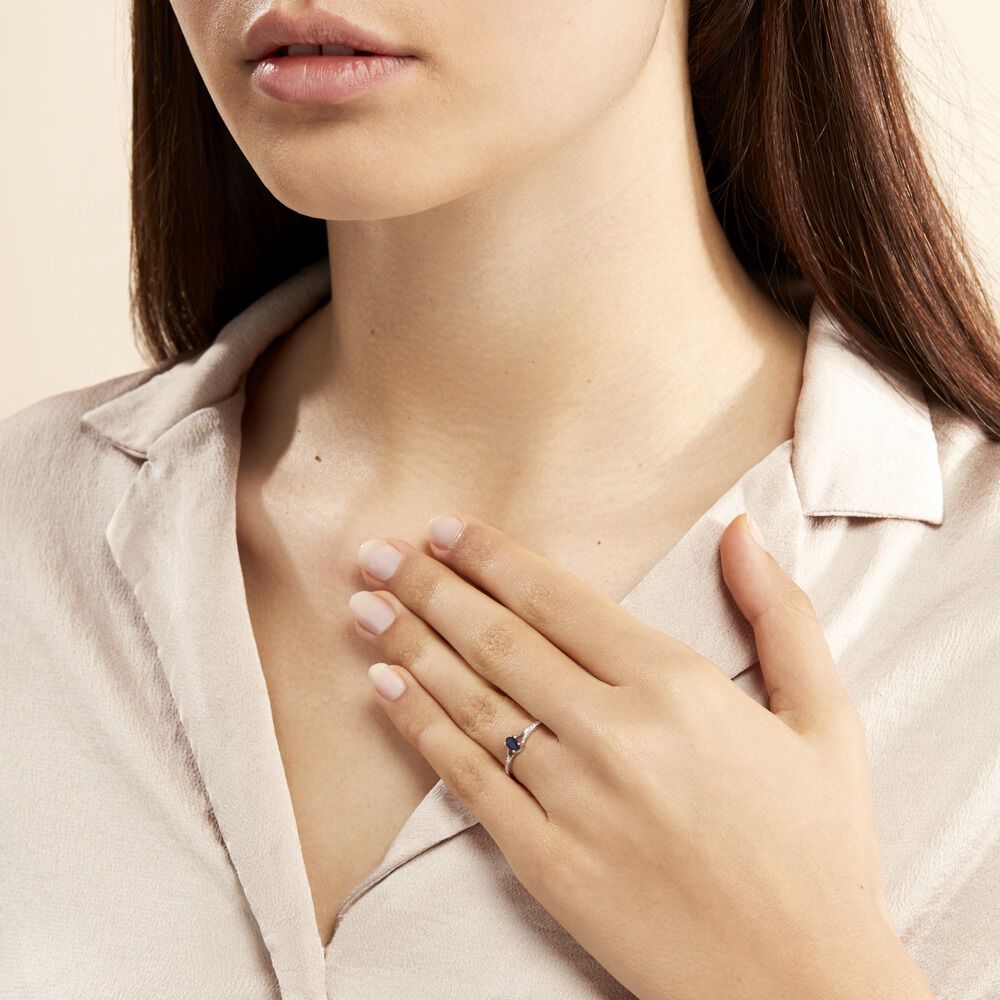 Bague Charmante Or Blanc Saphir Et Diamant - Solitaires Femme | Marc Orian