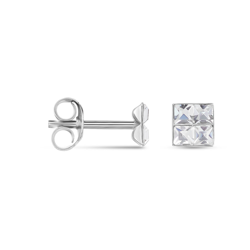 Boucles D'oreilles Puces Eve Argent Blanc Oxyde De Zirconium - Puces Femme | Marc Orian