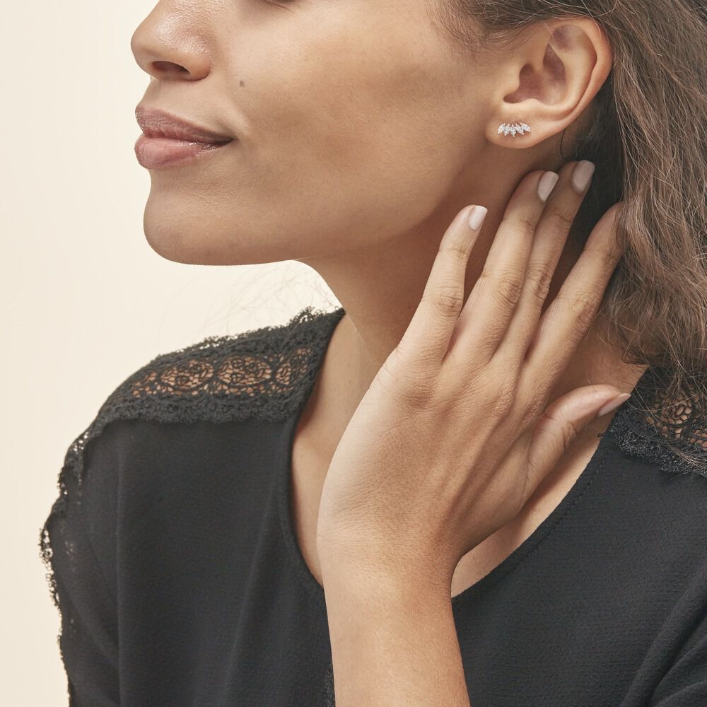 Bijoux D'oreilles Edma Or Blanc Oxyde De Zirconium - Piercings d'oreilles Femme | Marc Orian