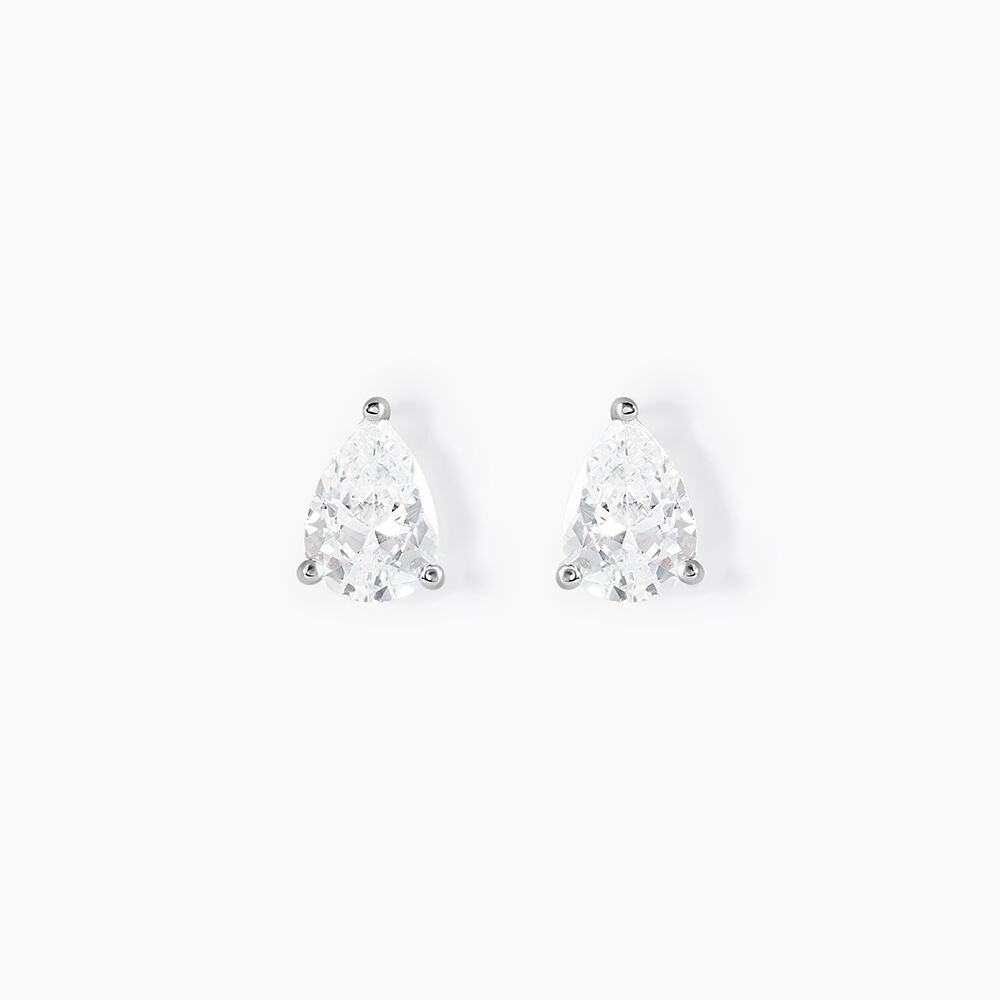 Boucles D'oreilles Puces Clarysse Argent Blanc Oxyde De Zirconium - Puces Femme | Marc Orian