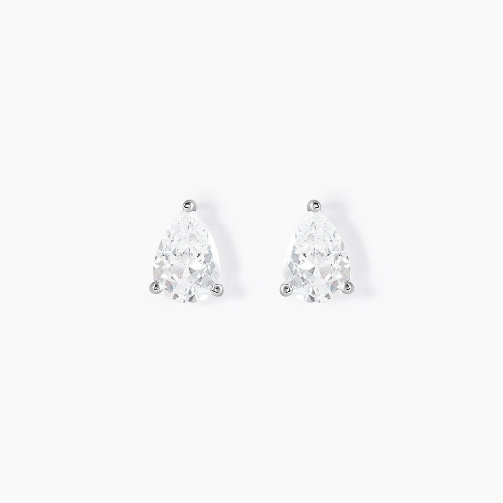 Boucles D'oreilles Puces Clarysse Argent Blanc Oxyde De Zirconium - Puces Femme | Marc Orian