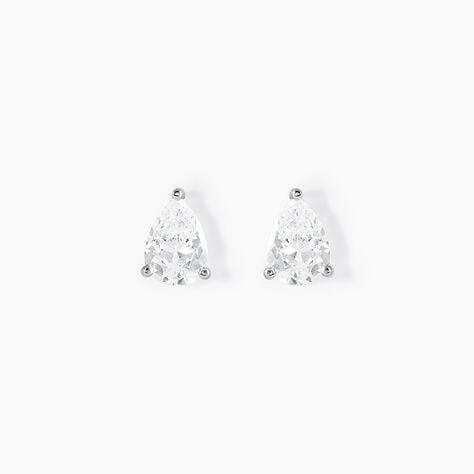 Boucles D'oreilles Puces Clarysse Argent Blanc Oxyde De Zirconium - Puces Femme | Marc Orian