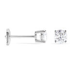 Boucles D'oreilles Puces 4 Griffes Or Blanc Diamant Synthetique - Puces Femme | Marc Orian