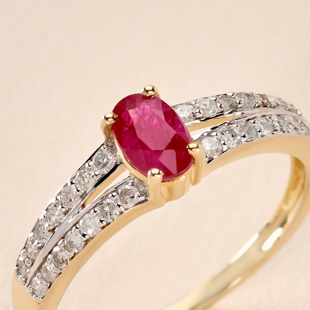 Bague Carlton Or Jaune Rubis Diamant - Bagues vintage Femme | Marc Orian