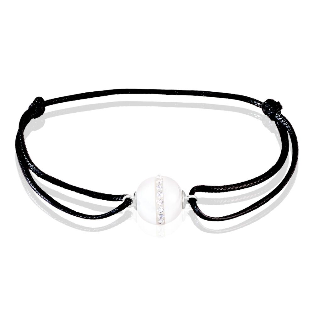 Bracelet Nina Cera Argent Blanc Céramique Et Strass - Bracelets cordons Femme | Marc Orian