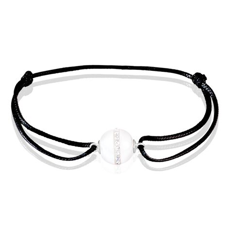 Bracelet Nina Cera Argent Blanc Céramique Et Strass - Bracelets cordons Femme | Marc Orian