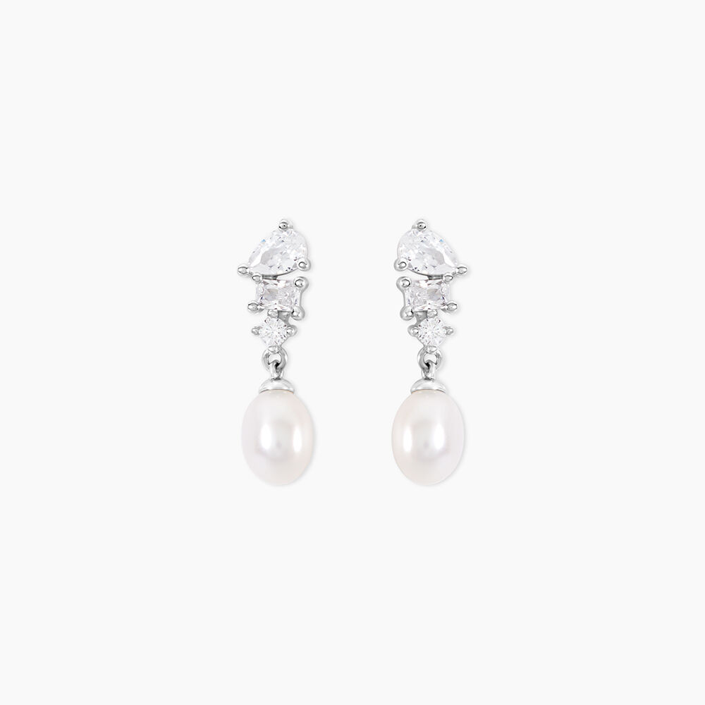 Boucles D'Oreilles Pendantes Elea Argent Blanc Perle De Culture Oxyde De Zirconium - Pendantes Femme | Marc Orian
