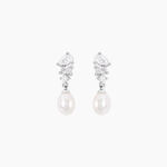 Boucles D'Oreilles Pendantes Elea Argent Blanc Perle De Culture Oxyde De Zirconium - Pendantes Femme | Marc Orian