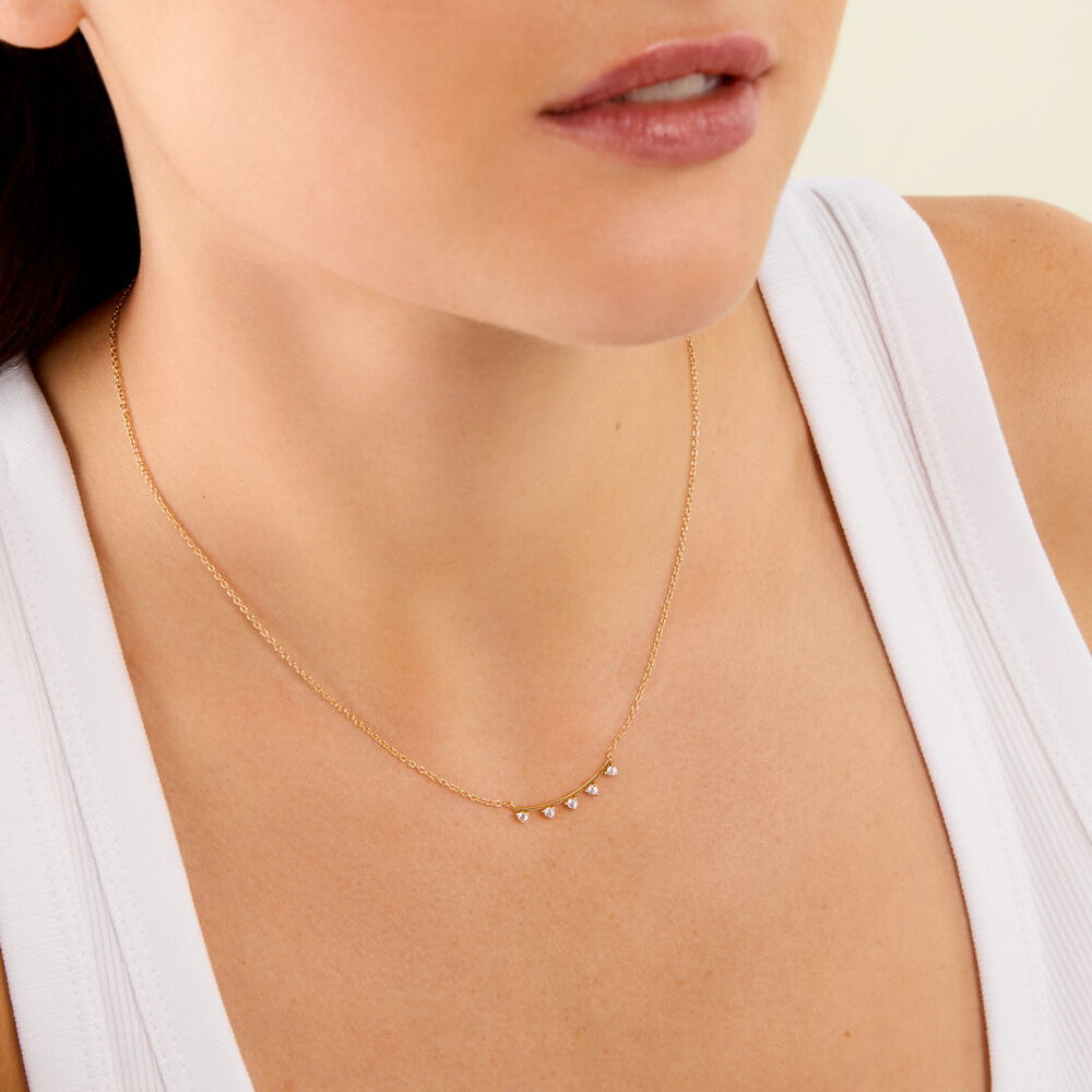 Collier Olympe Argent Dor&eacute; A L'Or 750/1000 Oxyde De Zirconium - Colliers avec pierres Femme | Marc Orian