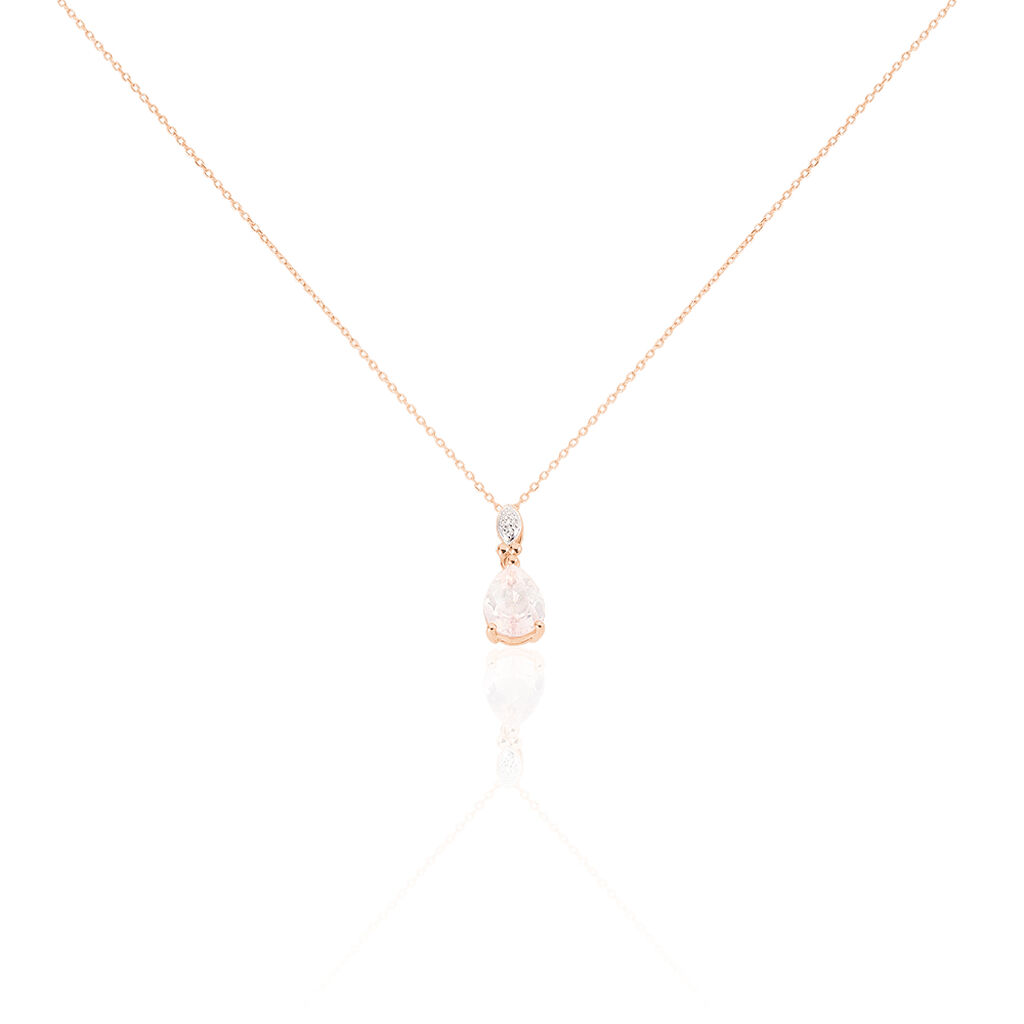 Collier Or Rose Quartz Et Diamant - Colliers Femme | Marc Orian