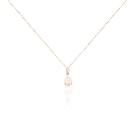 Collier Or Rose Quartz Et Diamant - Colliers Femme | Marc Orian